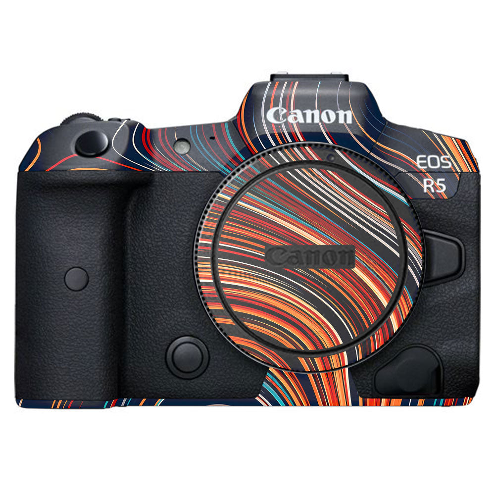 Retro Abstract Striped Swirl Canon EOS R5 Camera Skin