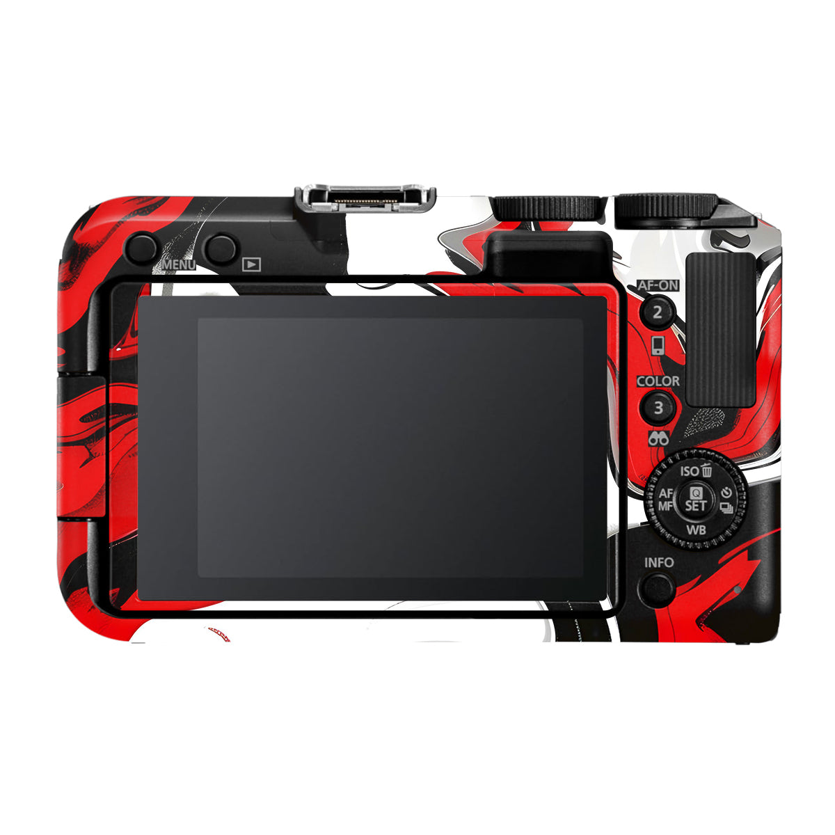 Scarlet and White Motion Canon EOS R50V Camera Skin