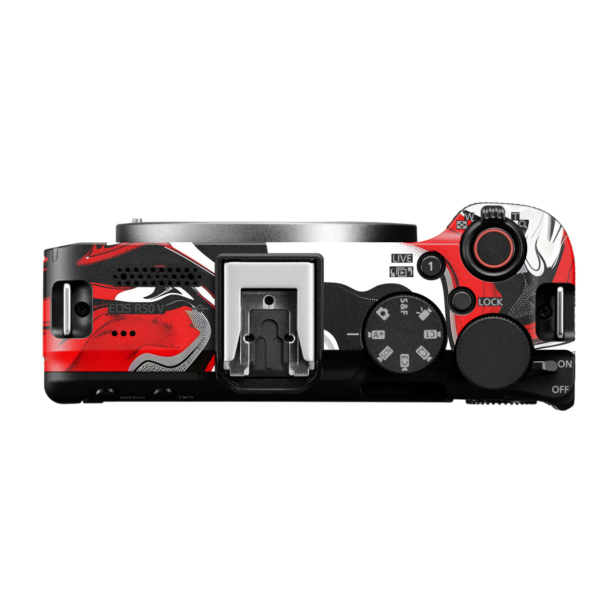 Scarlet and White Motion Canon EOS R50V Camera Skin