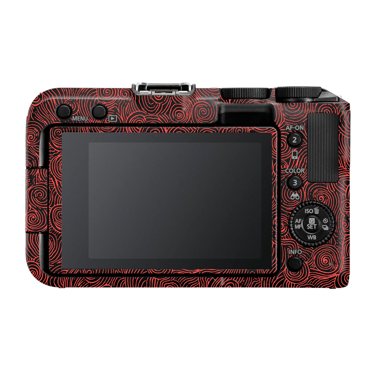 Red Spirals Canon EOS R50V Camera Skin