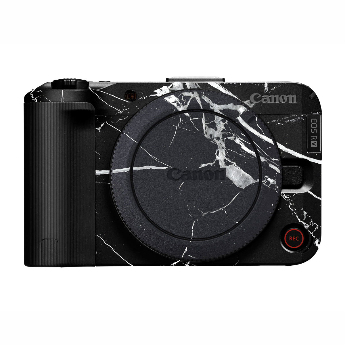White Veins on Black Canon EOS R50V Camera Skin