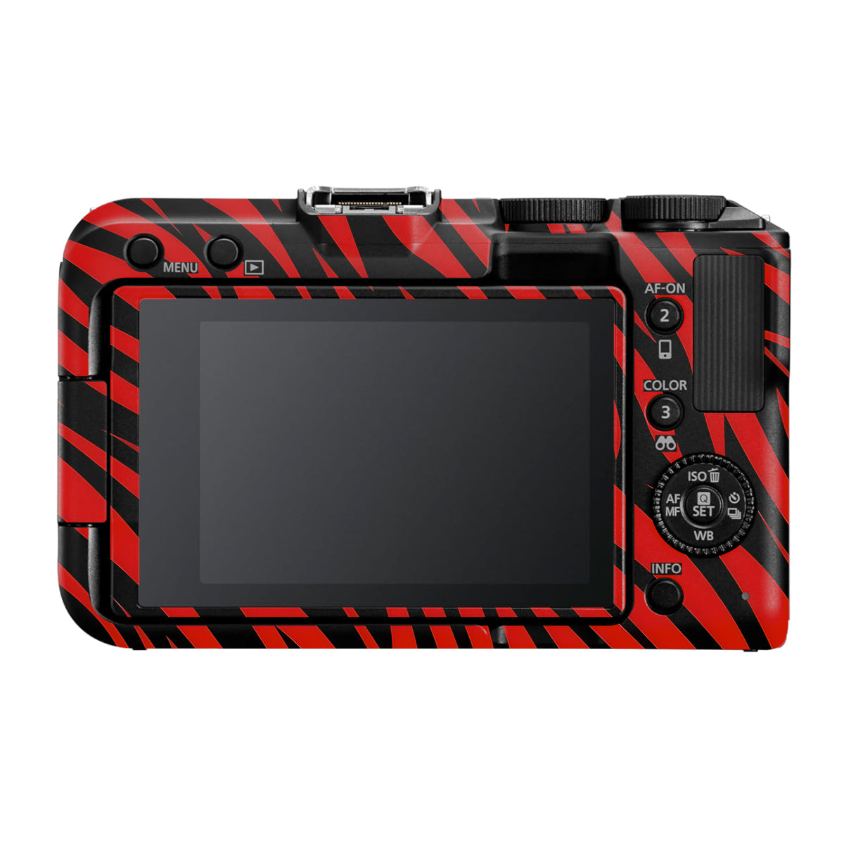 Red and Black Stripes Canon EOS R50V Camera Skin