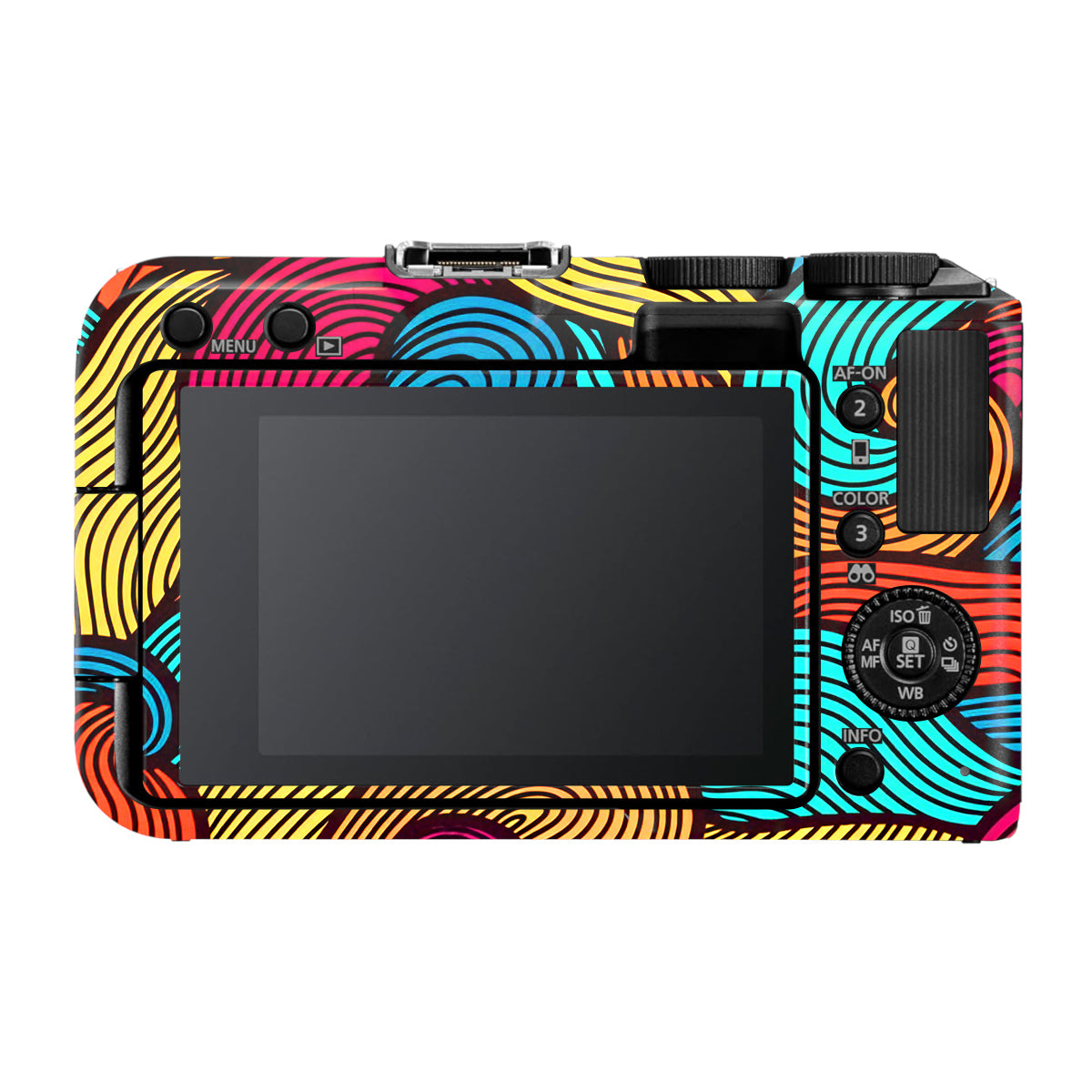 Retro Colorful Doodle Art Pattern Canon EOS R50V Camera Skin