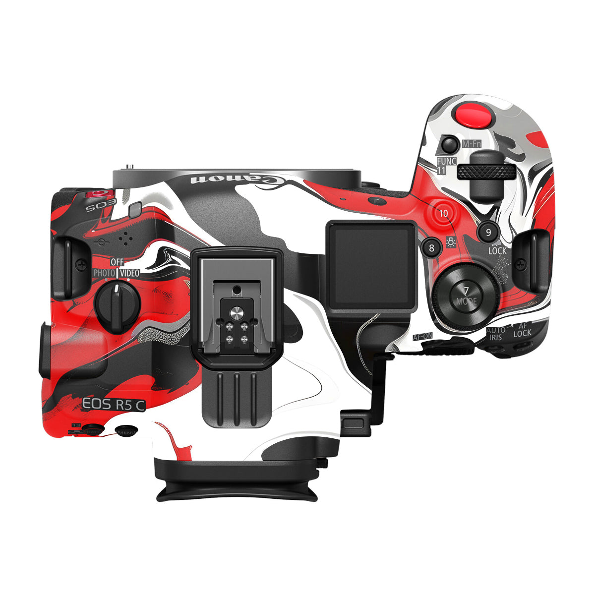 Scarlet and White Motion Canon EOS R5 C Camera Skin