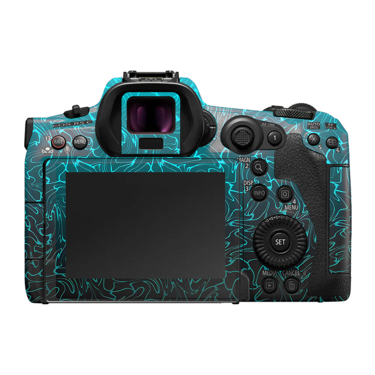 Cyan Blue to Black Gradient Canon EOS R5 C Camera Skin