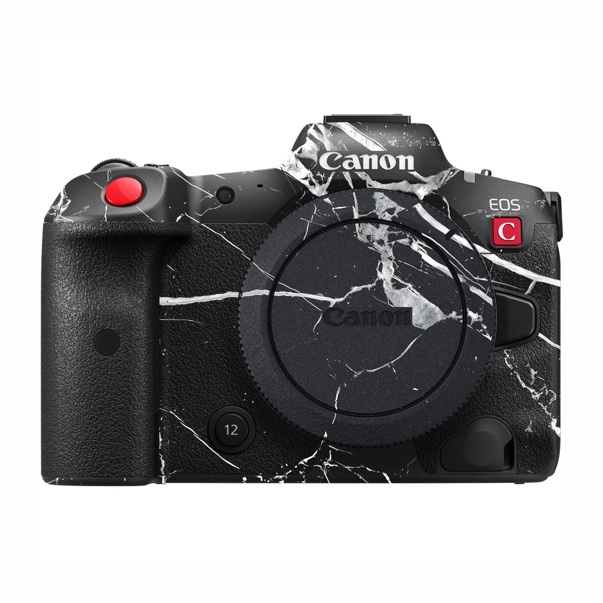 White Veins on Black Canon EOS R5 C Camera Skin