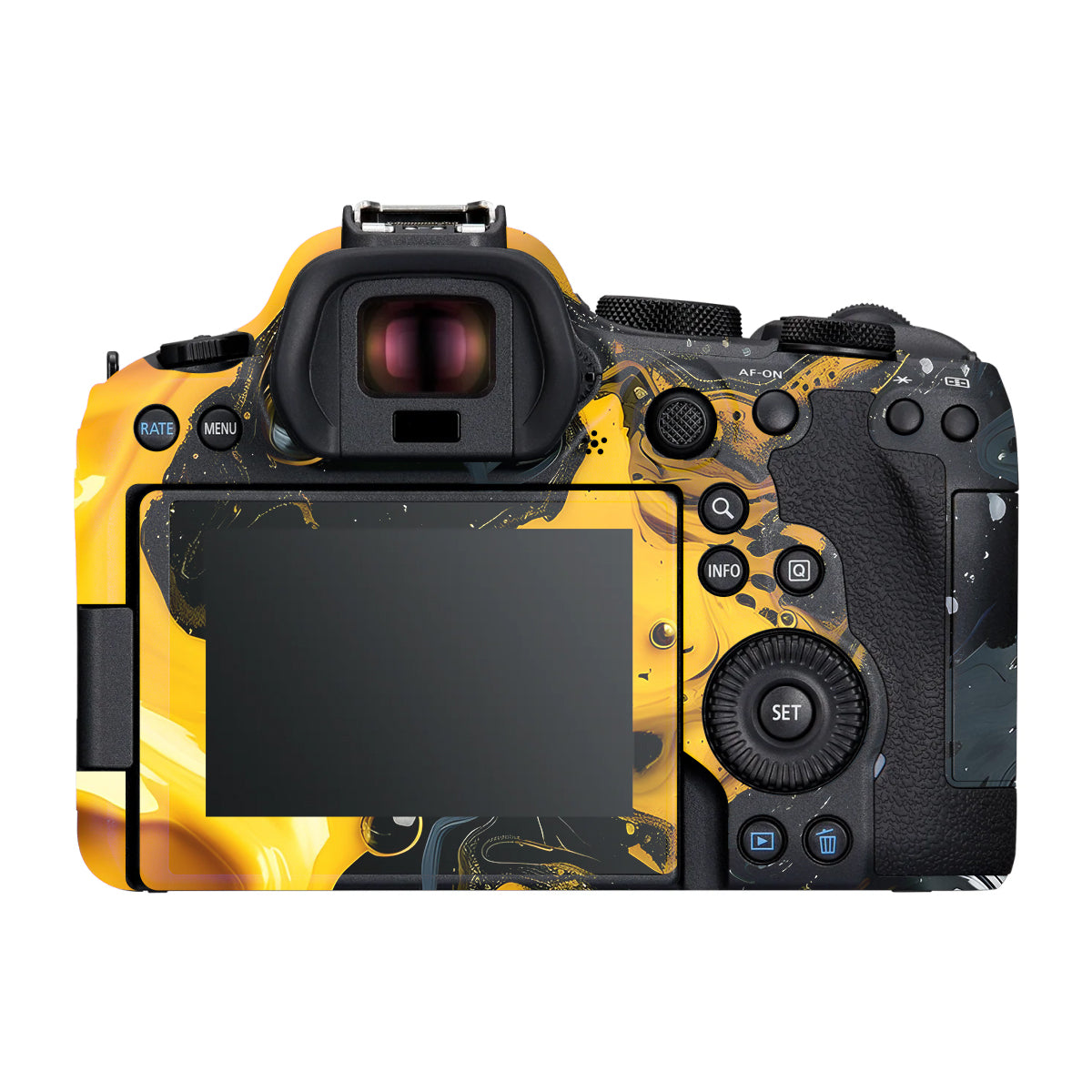 Yellow and Black Paint Swirls Canon R6 Mark III Camera Skin