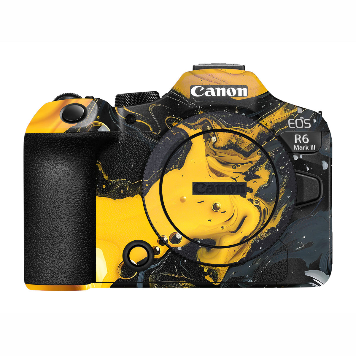 Yellow and Black Paint Swirls Canon R6 Mark III Camera Skin