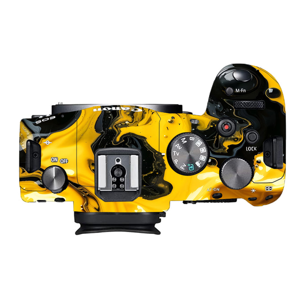 Yellow and Black Paint Swirls Canon EOS R6 Mark I Camera Skins