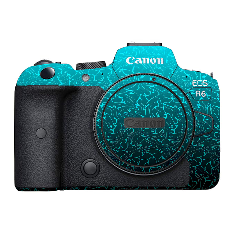 Cyan Blue to Black Gradient Canon EOS R6 Mark I Camera Skins