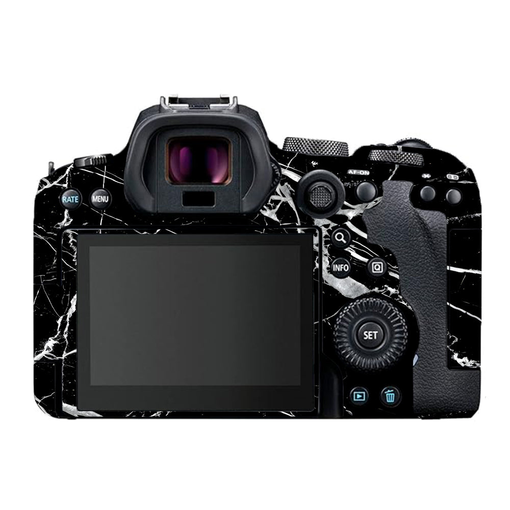 White Veins on Black Canon EOS R6 Mark I Camera Skins
