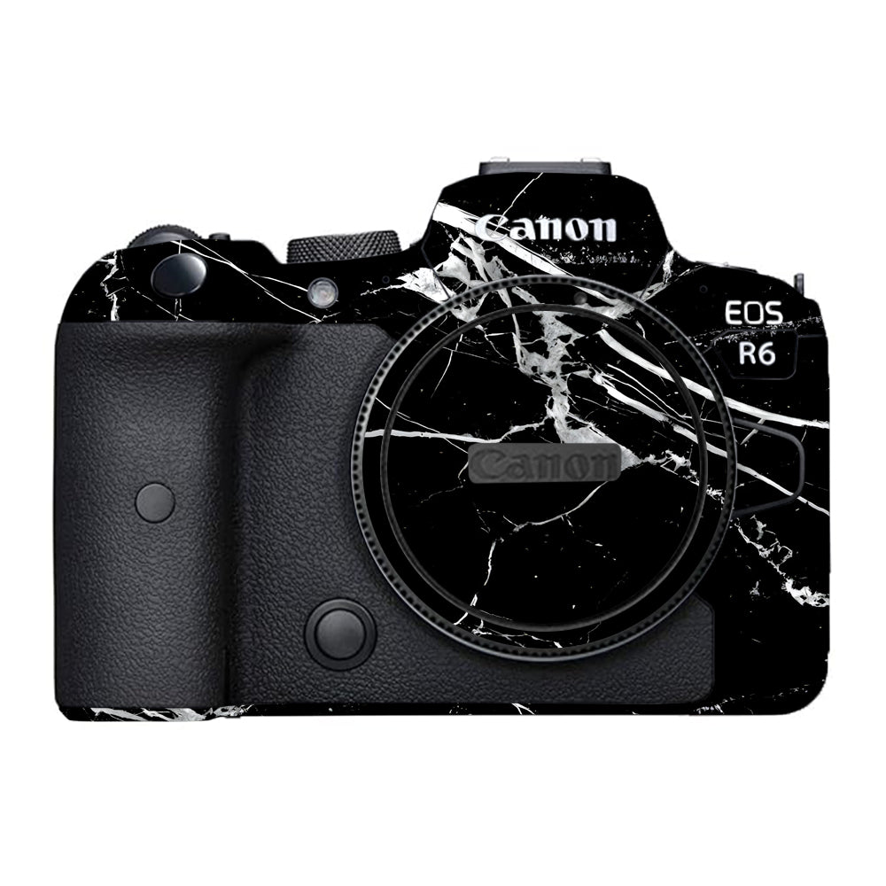 White Veins on Black Canon EOS R6 Mark I Camera Skins