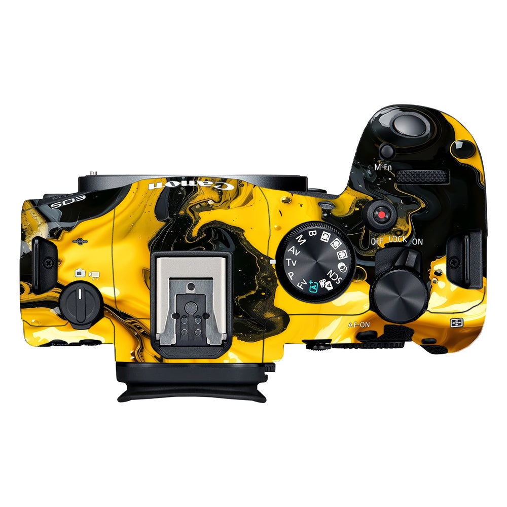 Yellow and Black Paint Swirls Canon EOS R6 Mark II Camera Skins