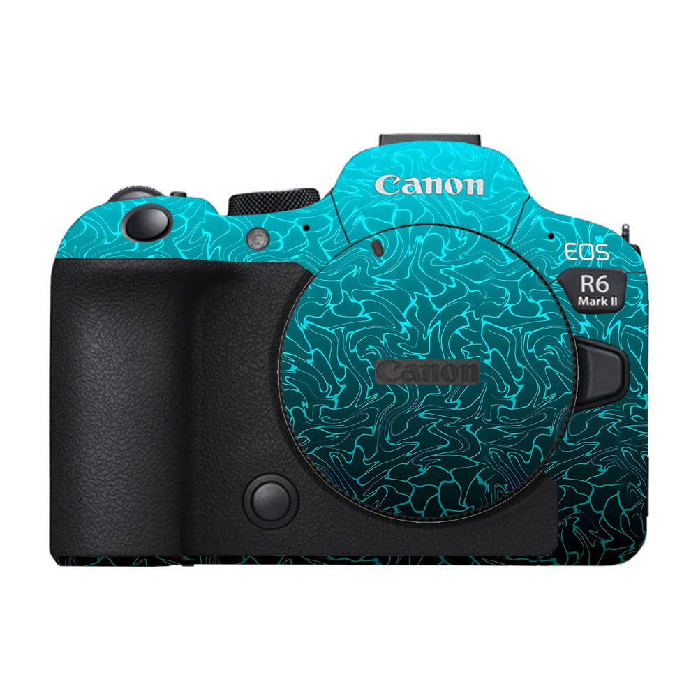 Cyan Blue to Black Gradient Canon EOS R6 Mark II Camera Skins
