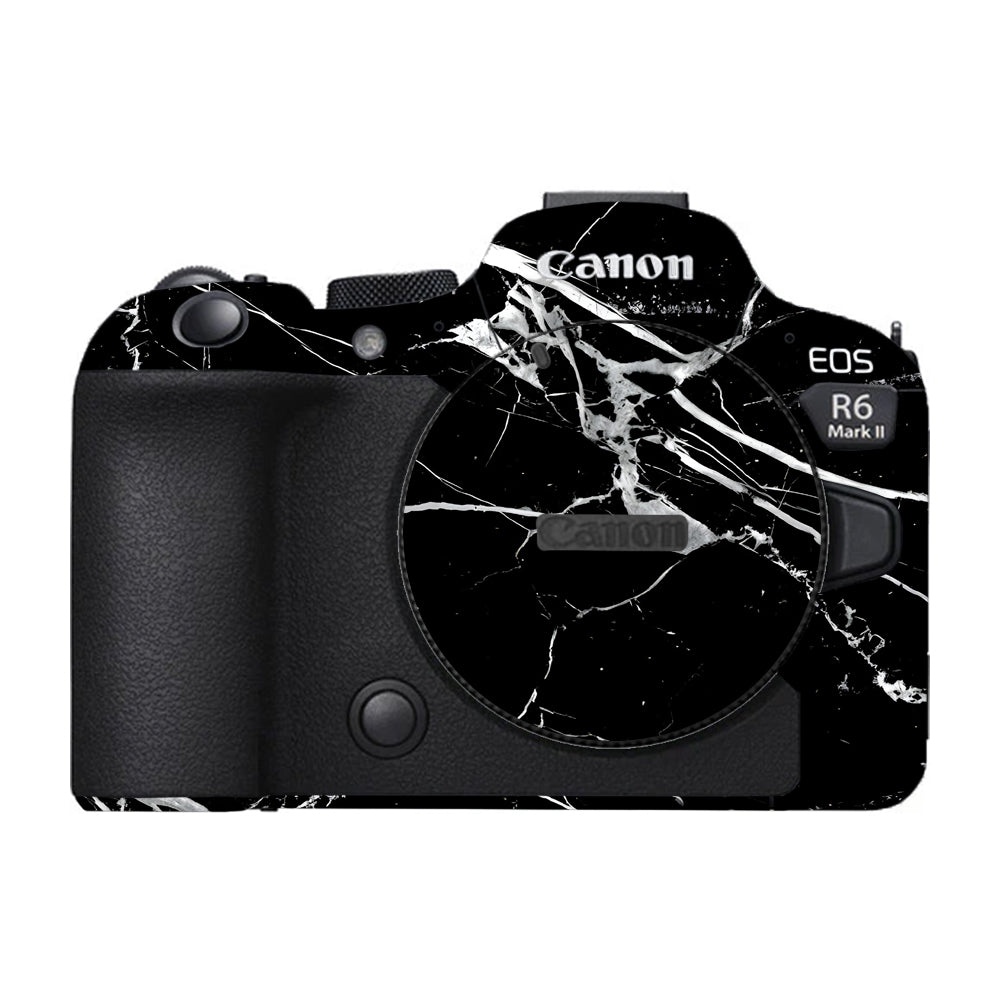 White Veins on Black Canon EOS R6 Mark II Camera Skins