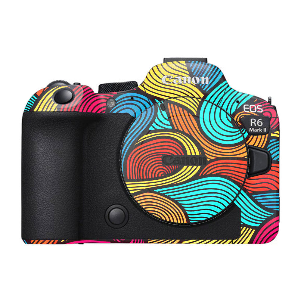 Retro Colorful Doodle Art Pattern Canon EOS R6 Mark II Camera Skin