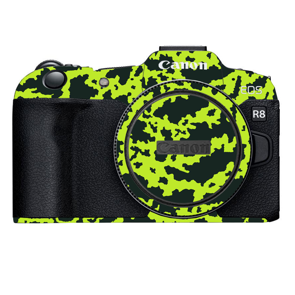 Neon Green Splatter Canon EOS R8 Camera Skins