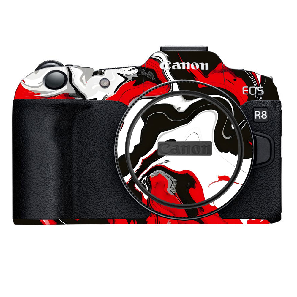 Scarlet and White Motion Canon EOS R8 Camera Skins