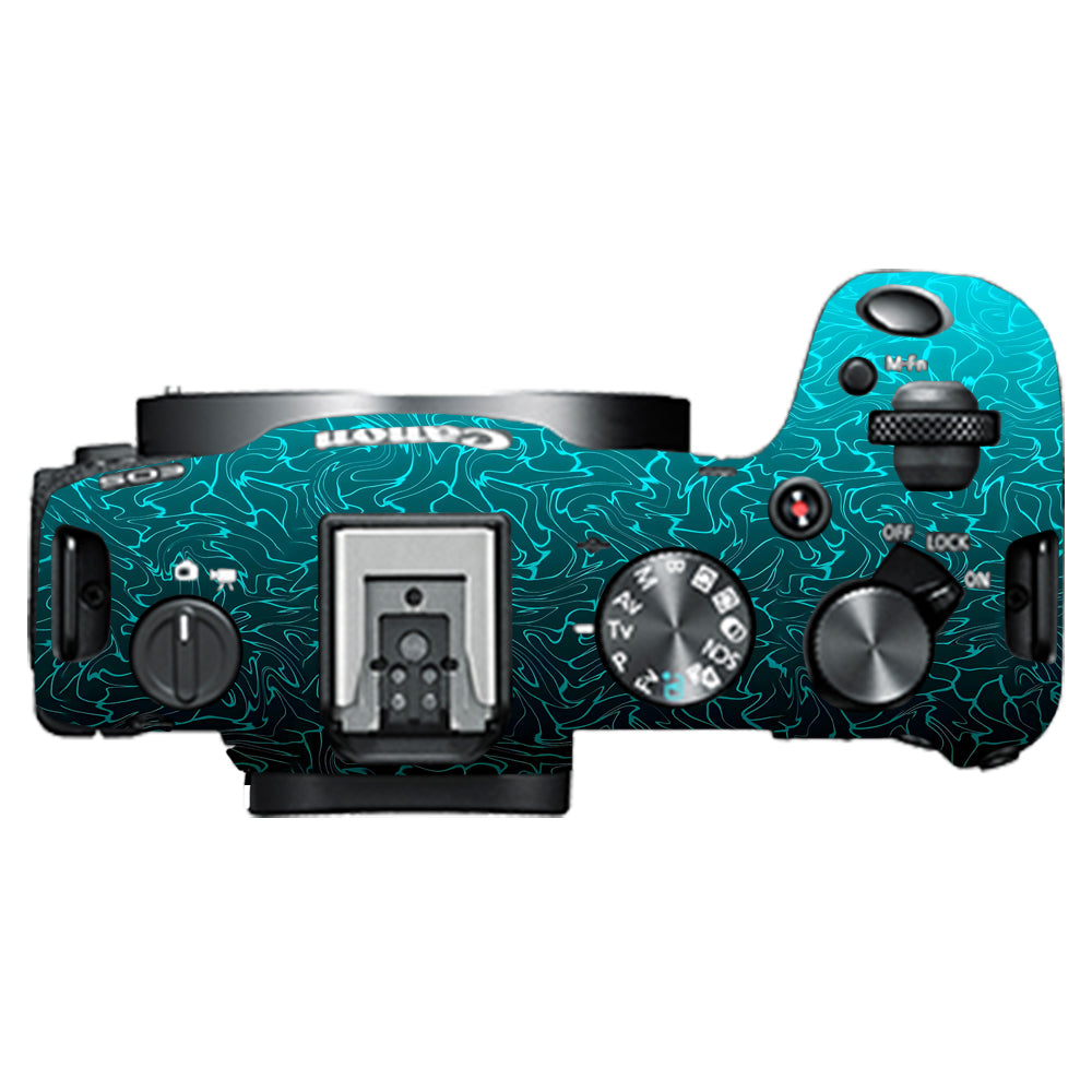Cyan Blue to Black Gradient Canon EOS R8 Camera Skins