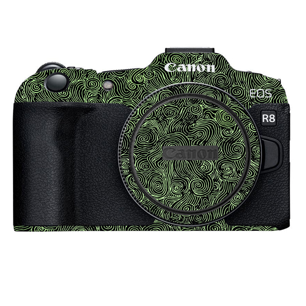Green Spirals Canon EOS R8 Camera Skins