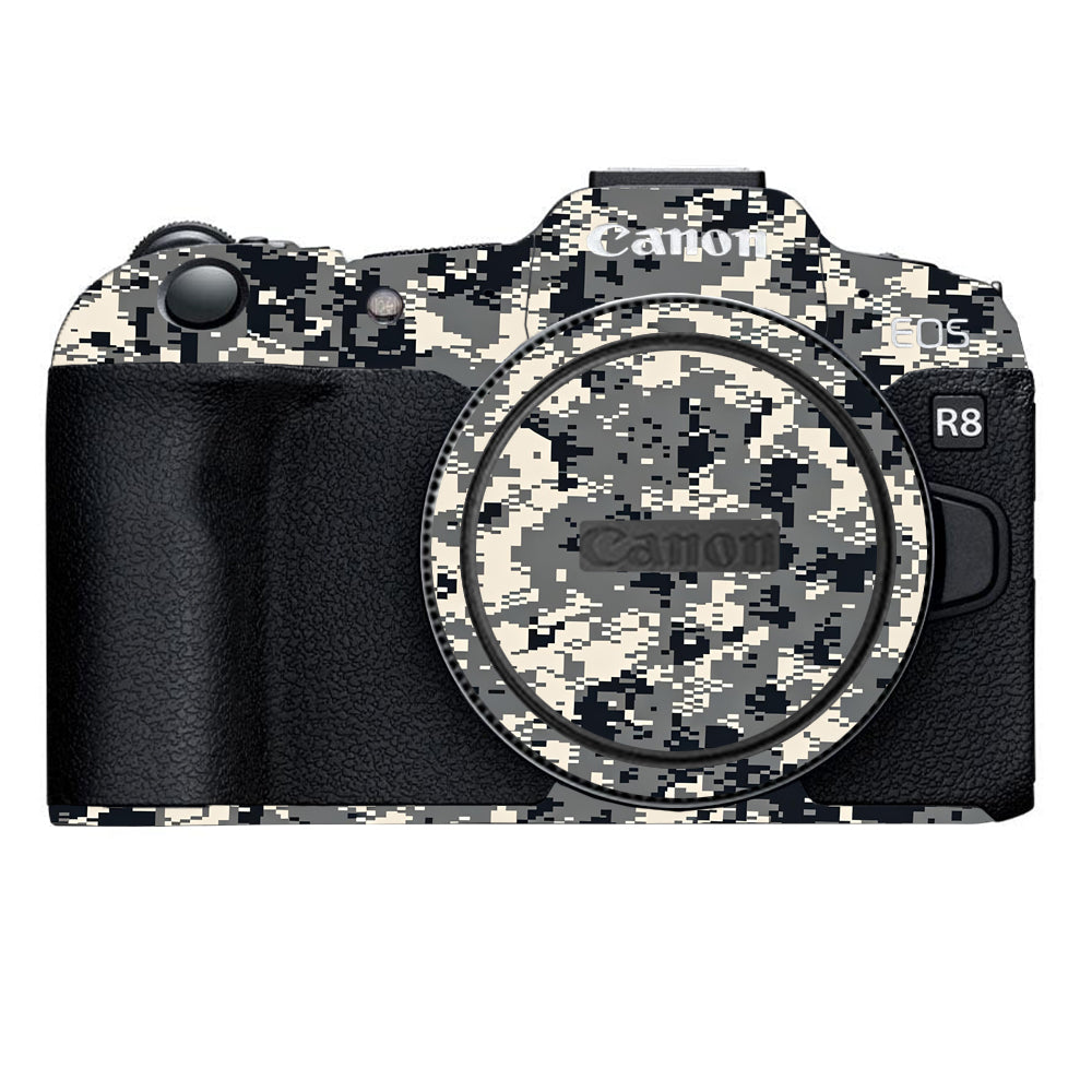 Grey Black Pixel Canon EOS R8 Camera Skins