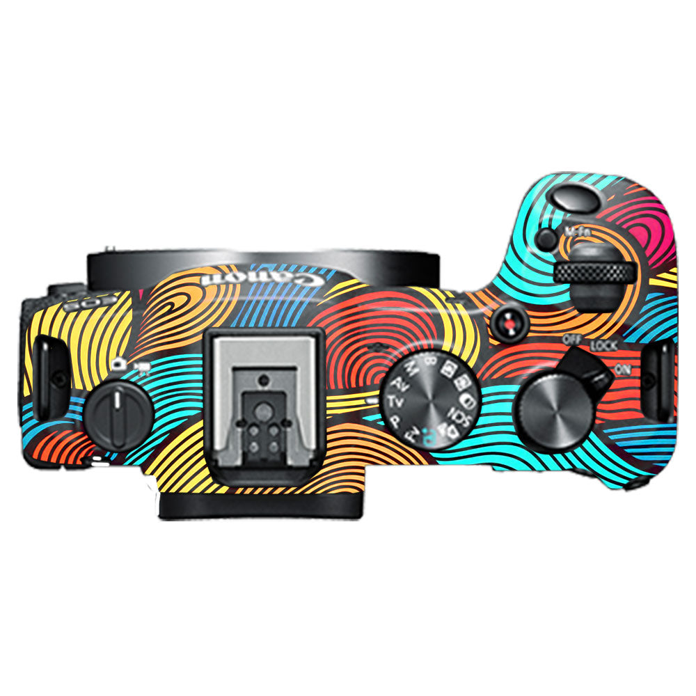 Retro Colorful Doodle Art Pattern Canon EOS R8 Camera Skin