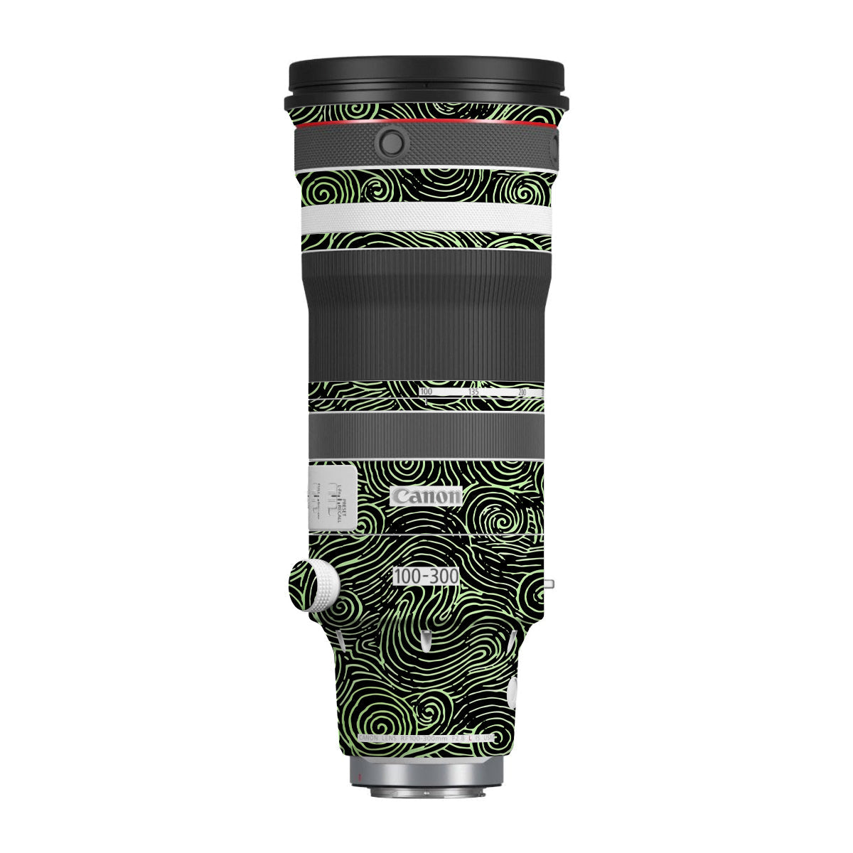 Green Spirals Canon RF 100-300mm F/2.8 L IS USM Camera Lens Skin