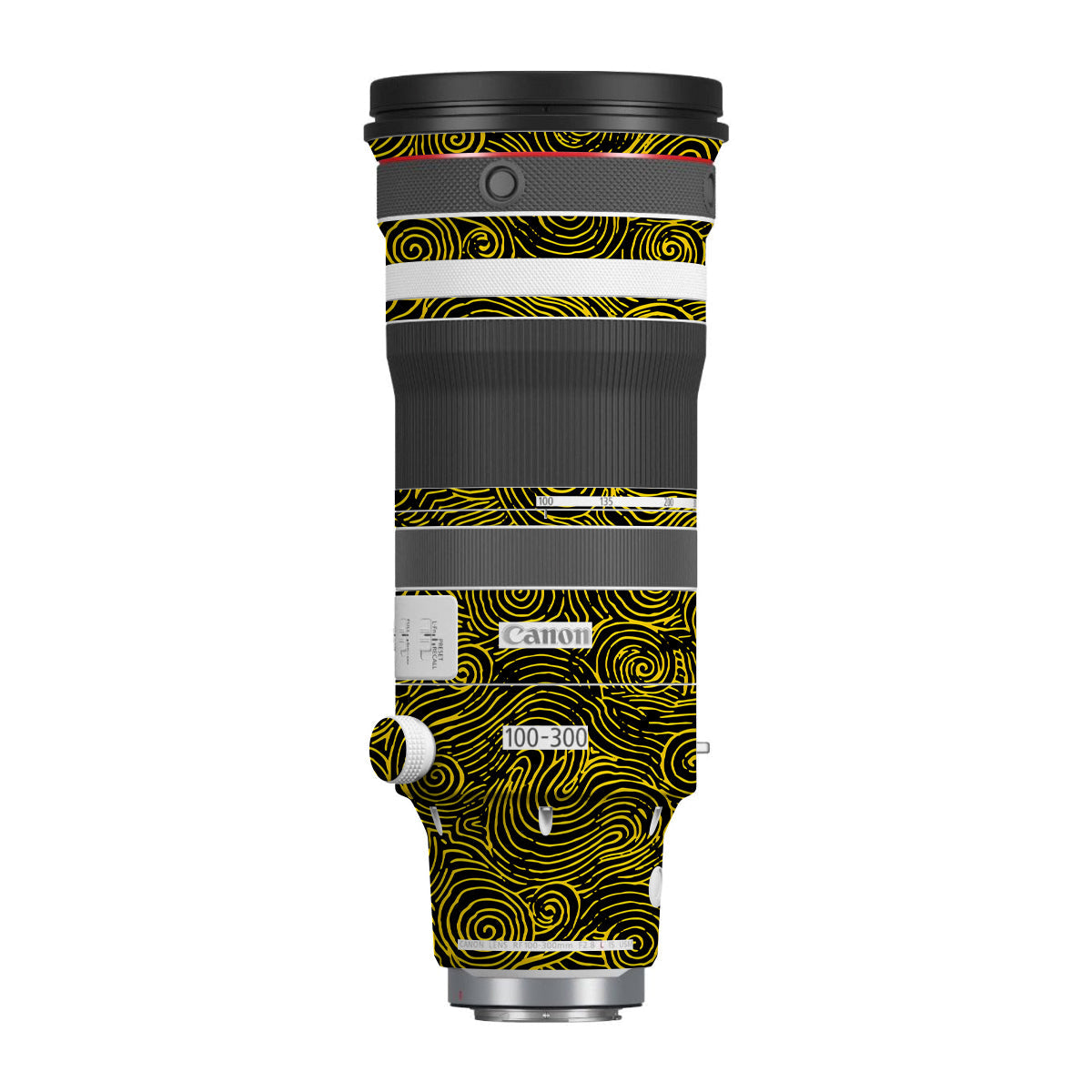 Yellow Spirals Canon RF 100-300mm F/2.8 L IS USM Camera Lens Skin