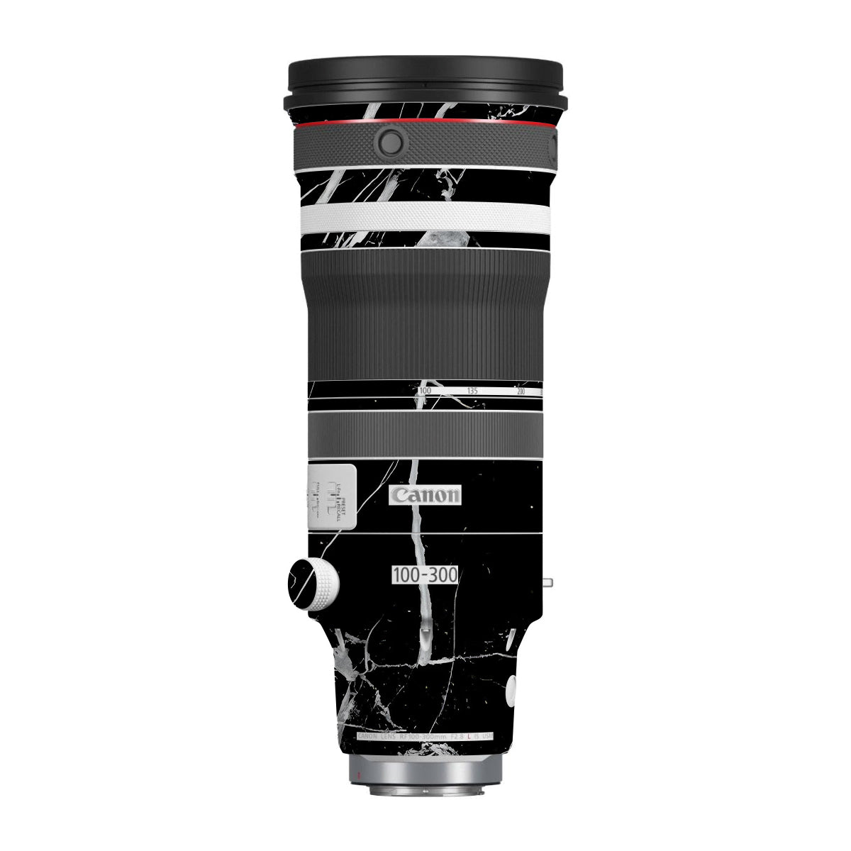 White Veins on Black Canon RF 100-300mm F/2.8 L IS USM Camera Lens Skin