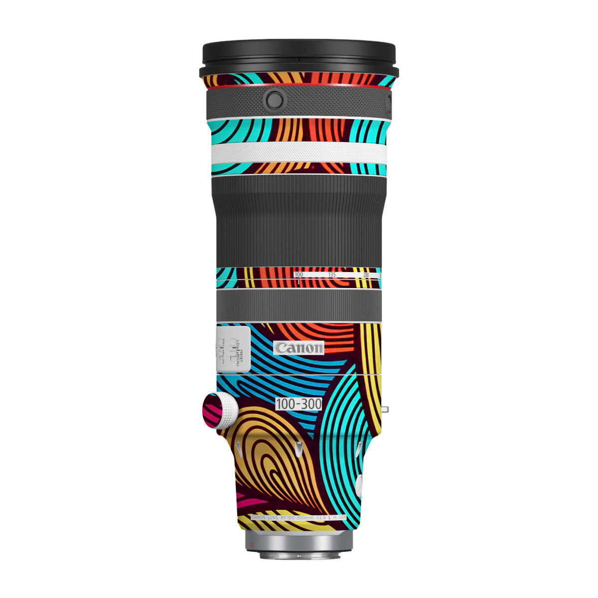 Retro Colorful Doodle Art Pattern Canon RF 100-300mm F/2.8 L IS USM Camera Lens Skin