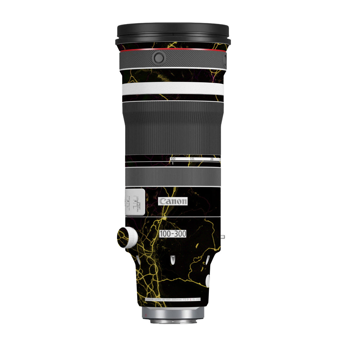 Electric Gold Veins Canon RF 100-300mm F/2.8 L IS USM Camera Lens Skin