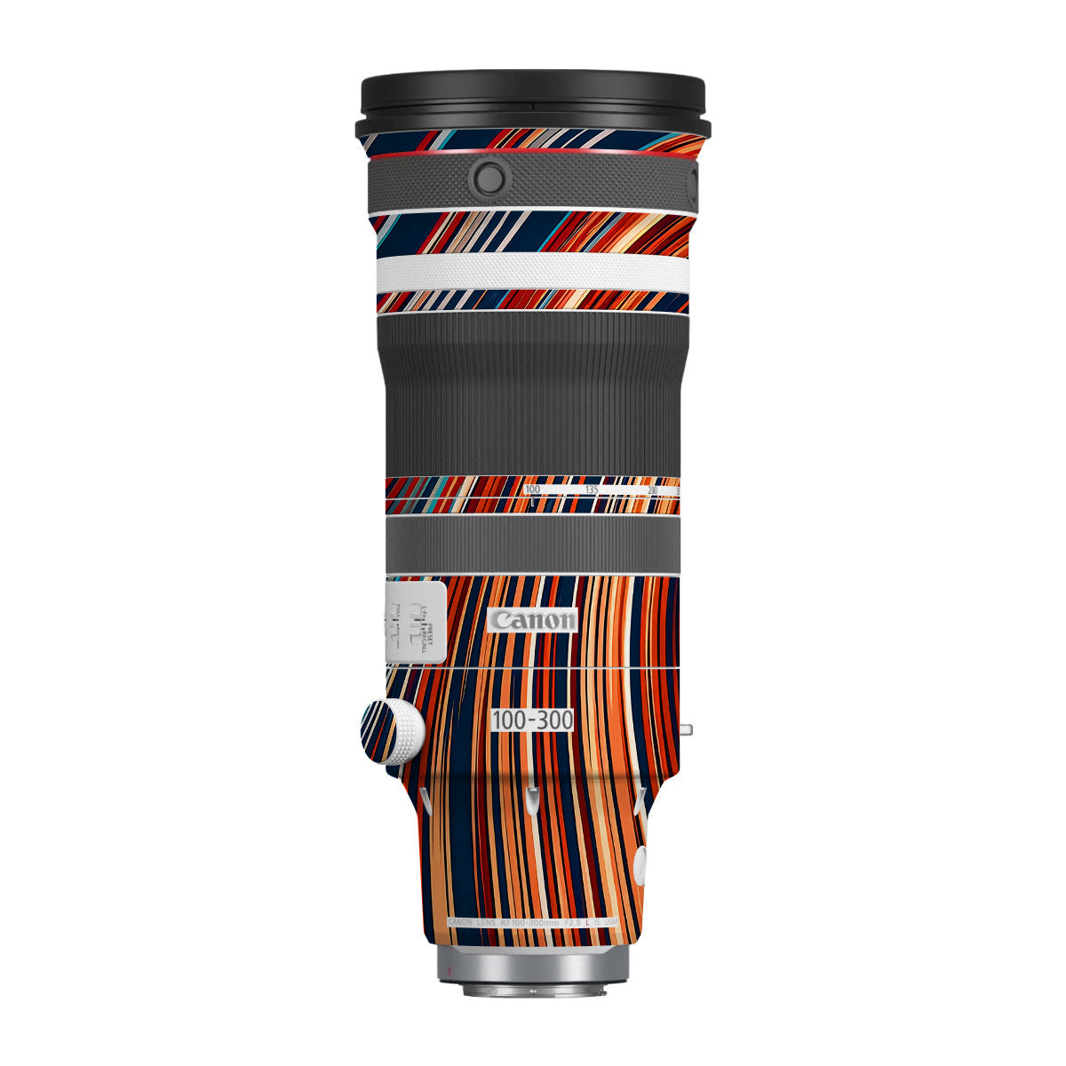 Retro Abstract Striped Swirl Canon RF 100-300mm F/2.8 L IS USM Camera Lens Skin