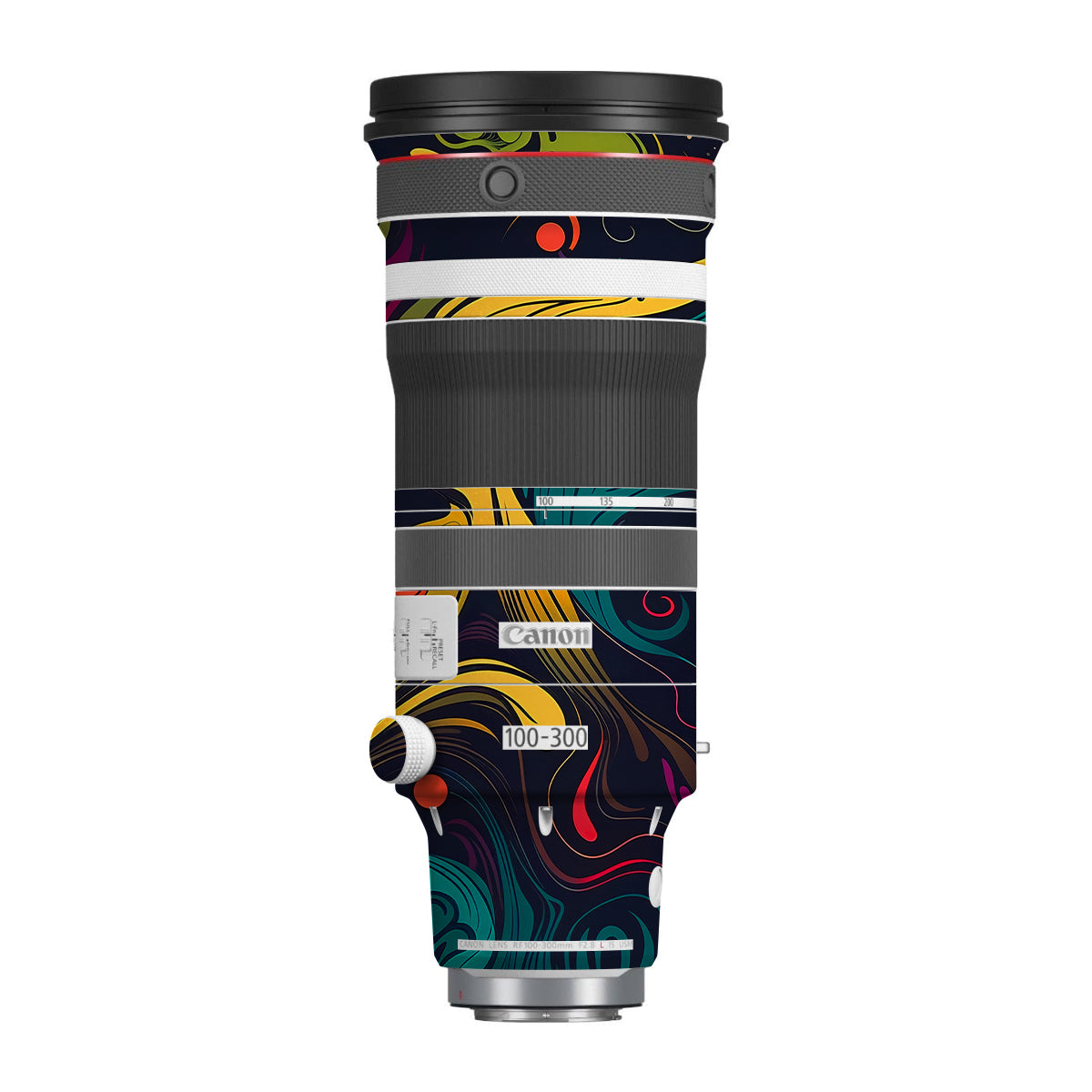 Psychedelic Color Swirl Canon RF 100-300mm F/2.8 L IS USM Camera Lens Skin