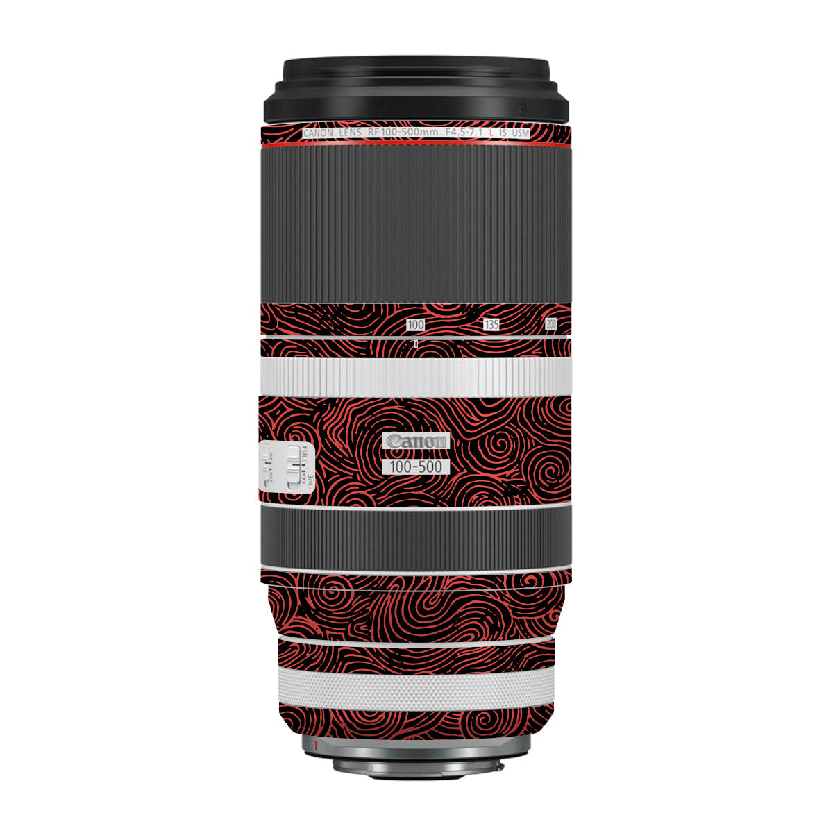 Red Spirals Canon RF 100-500mm F4.5-7.1 L IS USM Camera Lens Skin
