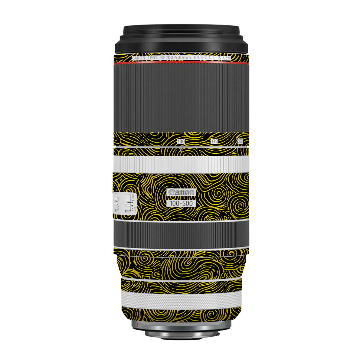 Yellow Spirals Canon RF 100-500mm F4.5-7.1 L IS USM Camera Lens Skin