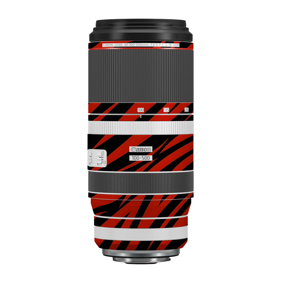 Red and Black Stripes Canon RF 100-500mm F4.5-7.1 L IS USM Camera Lens Skin