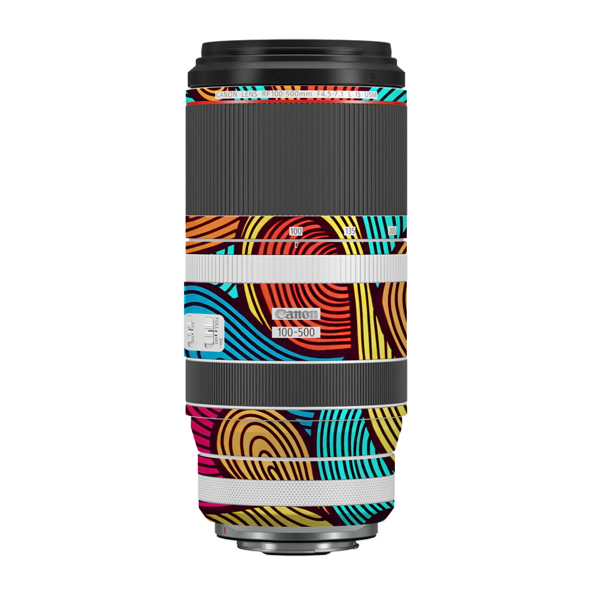 Retro Colorful Doodle Art Pattern Canon RF 100-500mm F4.5-7.1 L IS USM Camera Lens Skin