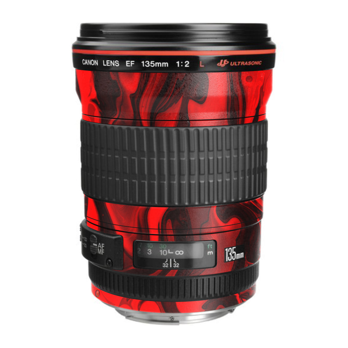 Red Lava Flow Canon EF 135mm F/2L USM Camera Lens Skin