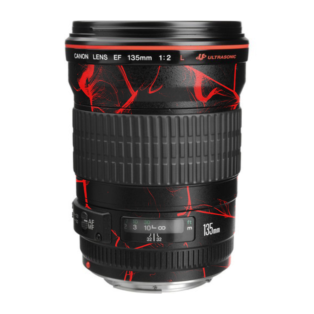 Red Neural Grid Canon EF 135mm F/2L USM Camera Lens Skin