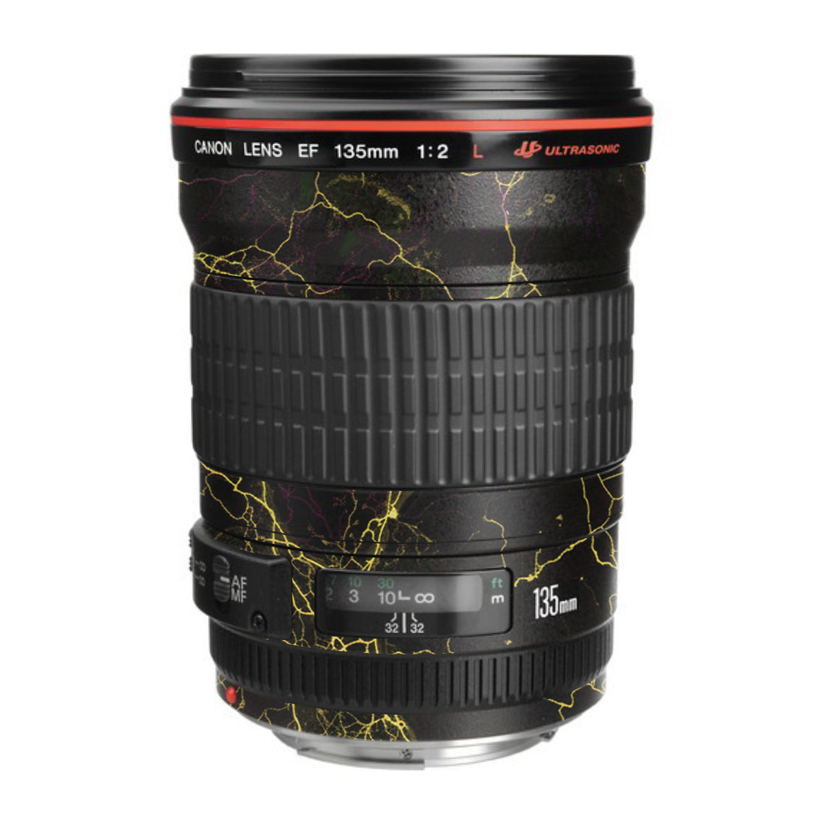 Electric Gold Veins Canon EF 135mm F/2L USM Camera Lens Skin