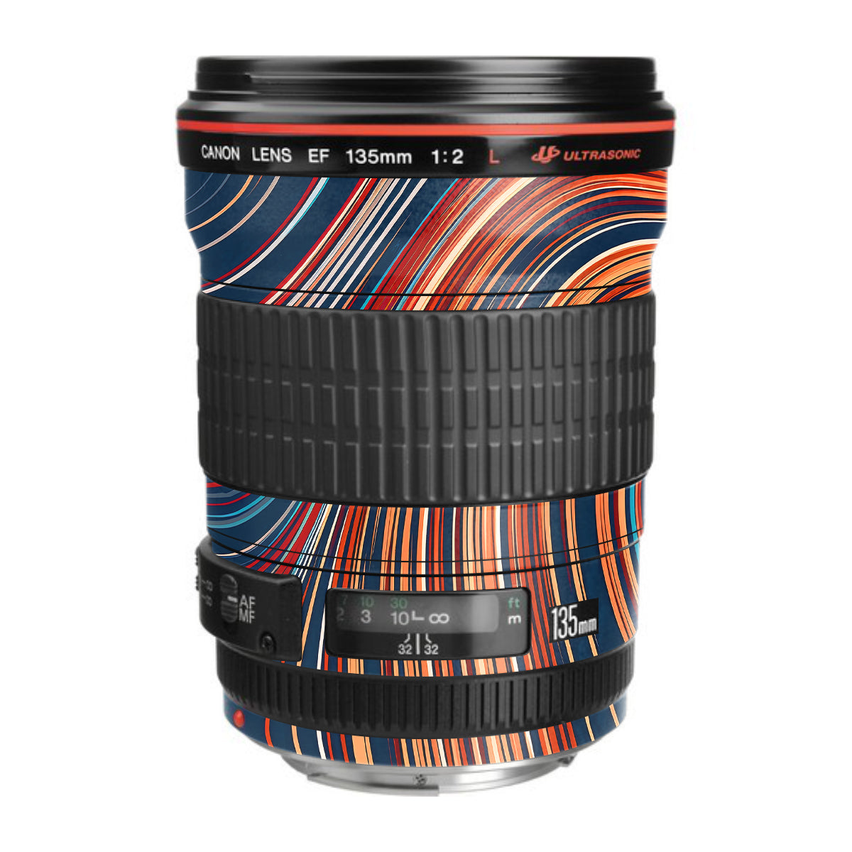 Retro Abstract Striped Swirl Canon EF 135mm F/2L USM Camera Lens Skin