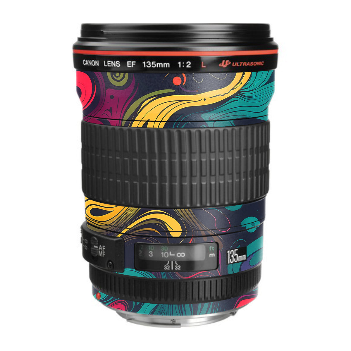 Psychedelic Color Swirl Canon EF 135mm F/2L USM Camera Lens Skin