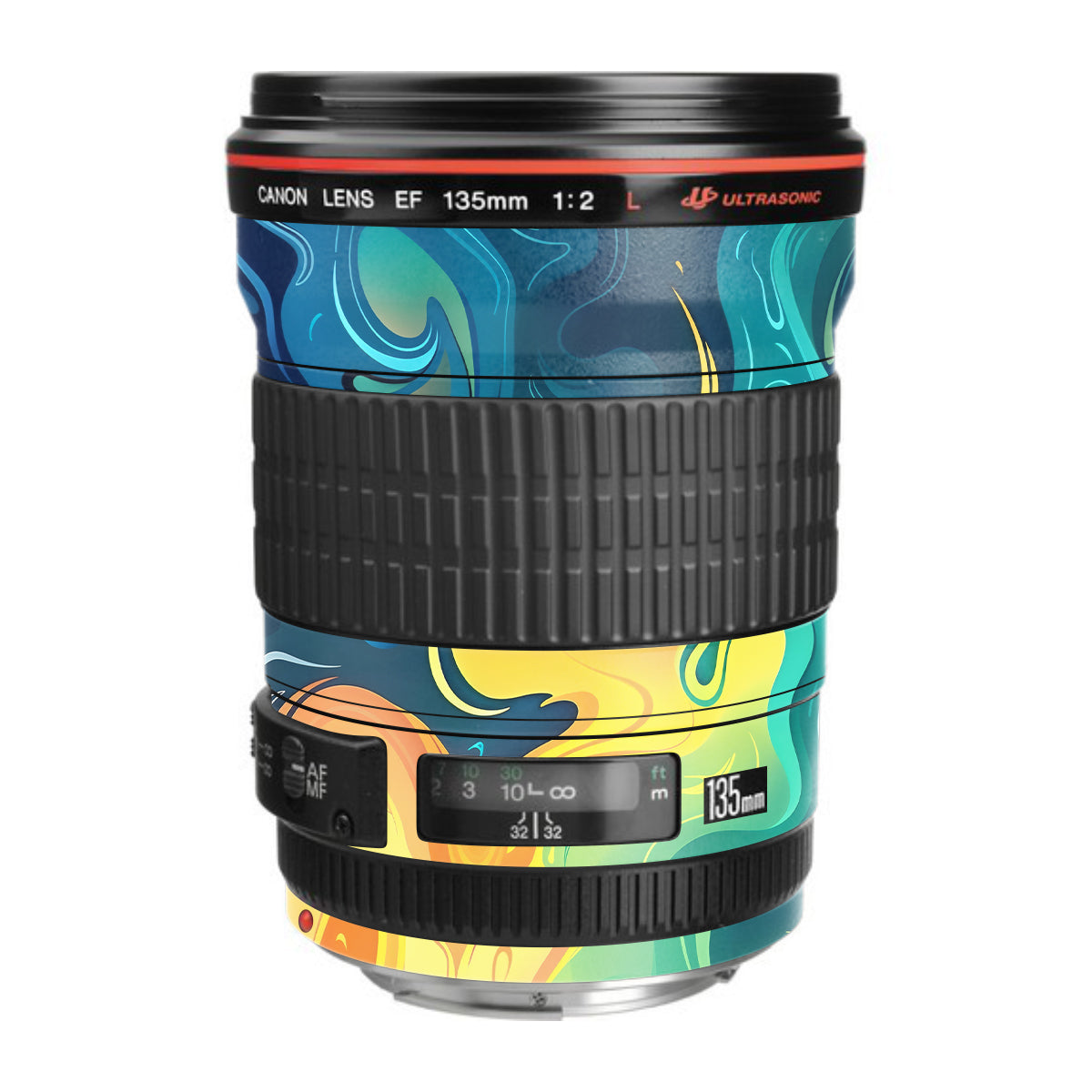 Rainbow Liquid Fusion Canon EF 135mm F/2L USM Camera Lens Skin