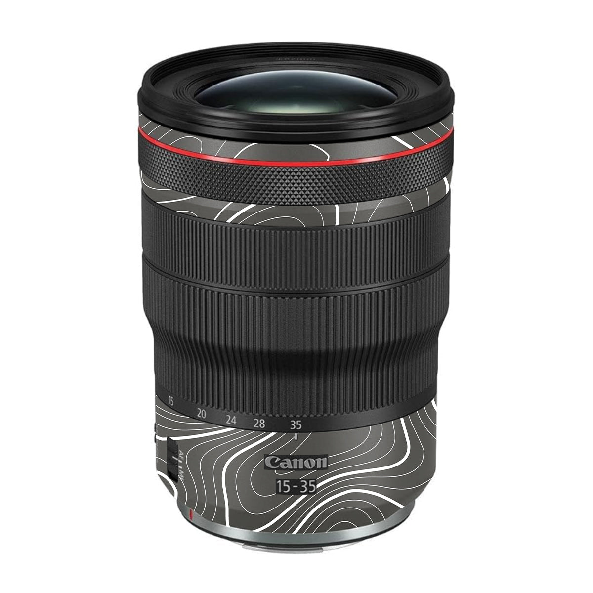 Grayscale Topographic Lines Canon RF 15-35mm F/2.8L USM Camera Lens Skin