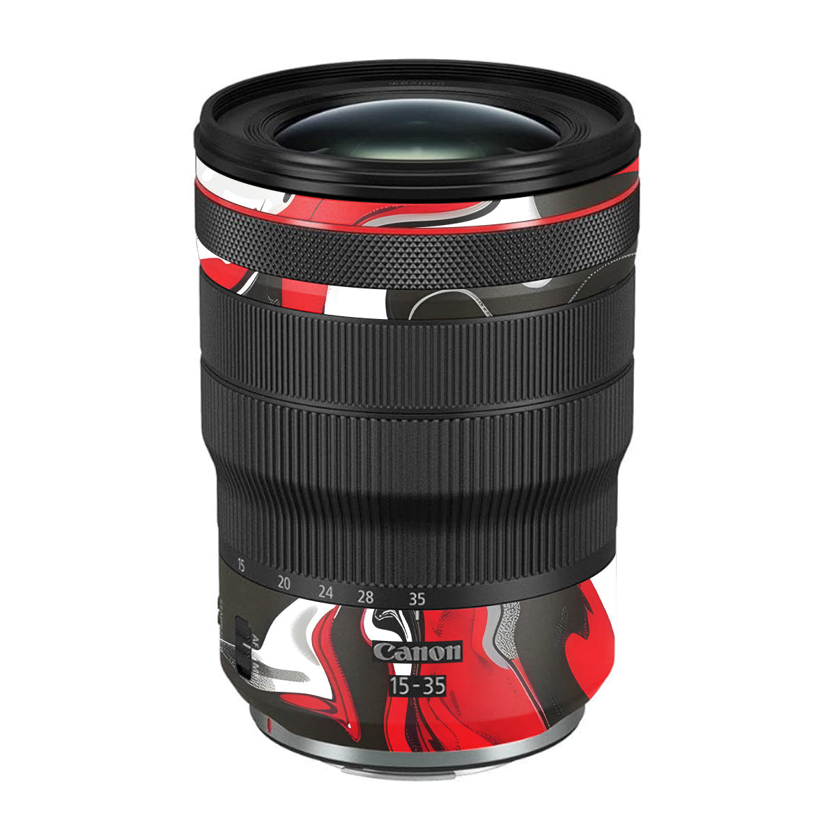 Scarlet and White Motion Canon RF 15-35mm F/2.8L USM Camera Lens Skin