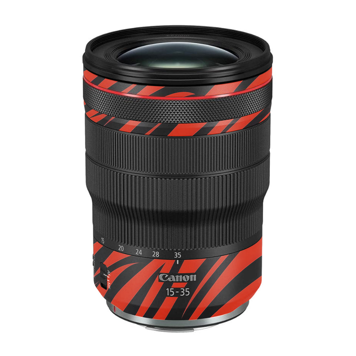 Red and Black Stripes Canon RF 15-35mm F/2.8L USM Camera Lens Skin