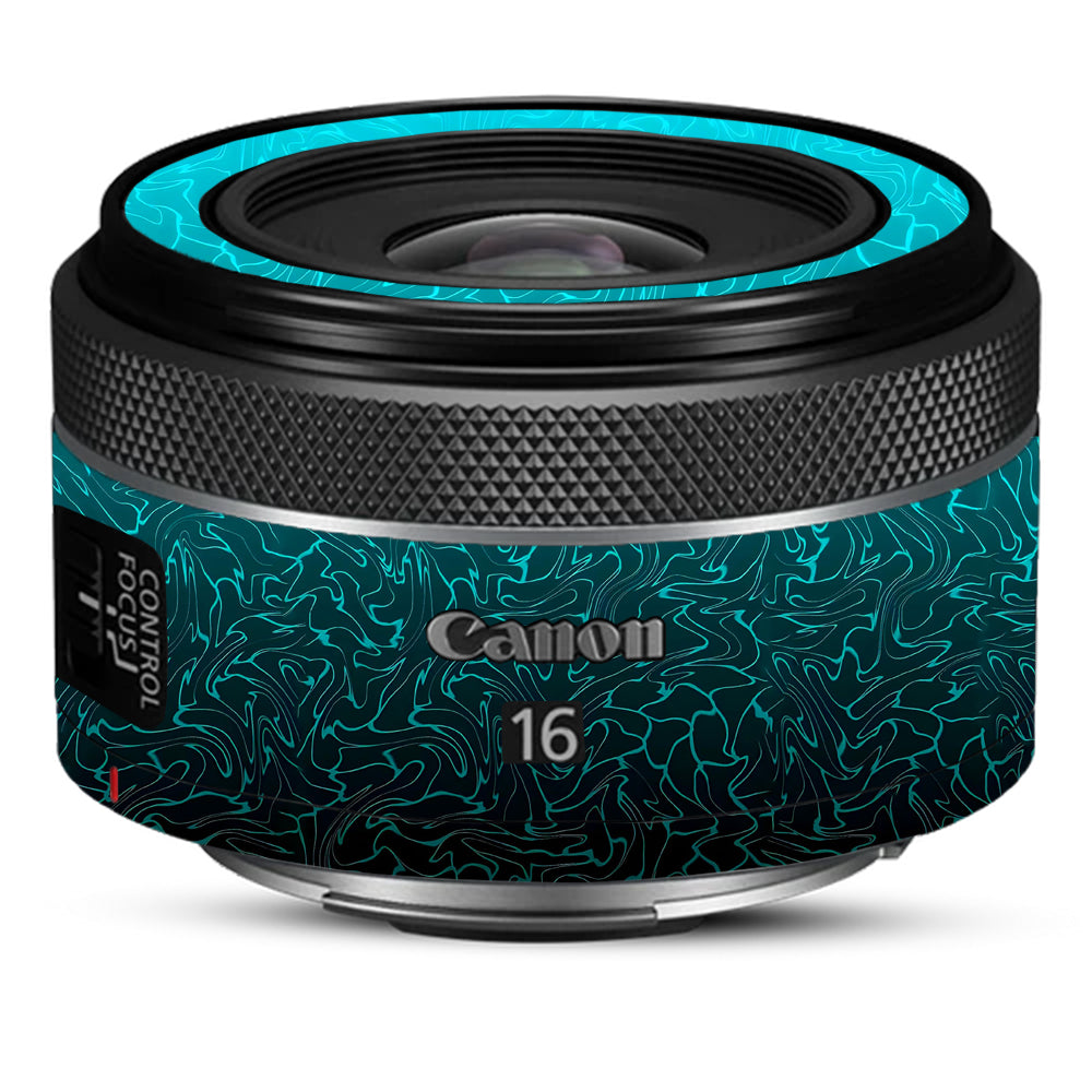 Cyan Blue to Black Gradient Canon RF 16mm f/2.8 STM Camera Lens Skin