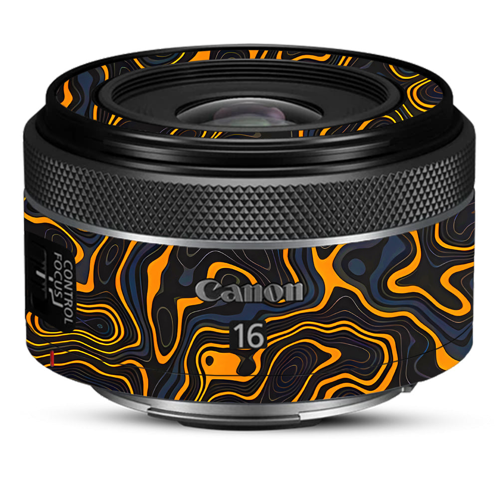 Amber Topographic Waves Canon RF 16mm f/2.8 STM Camera Lens Skin