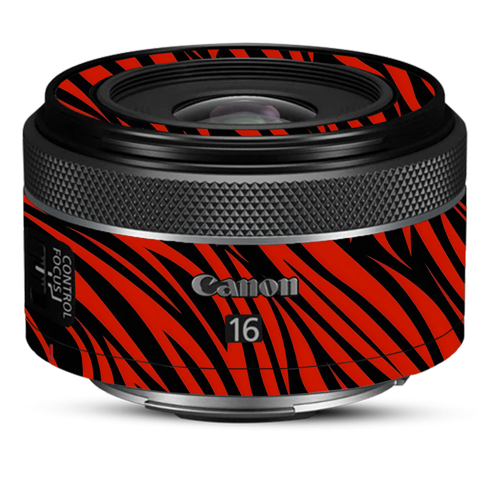 Red and Black Stripes Canon RF 16mm f/2.8 STM Camera Lens Skin