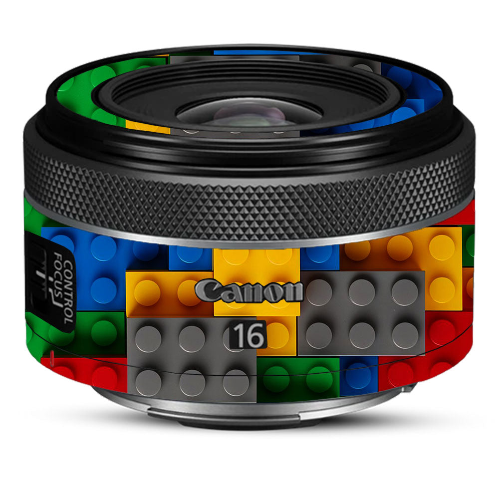 Colorful LEGO Brick Wall Pattern Canon RF 16mm f/2.8 STM Camera Lens Skin